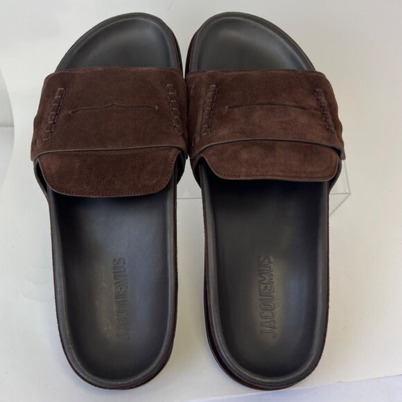Jacquemus Les Brown Suede Men Sandals Leather Slides Size 43 US10 - Picture 3 of 12